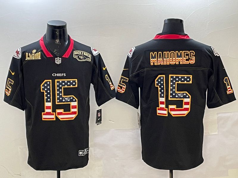 Men Kansas City Chiefs #15 Mahomes Black National Flag 2025 Nike Limited NFL Jersey style 2115